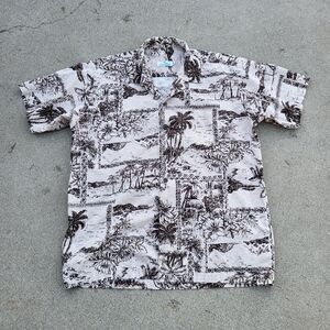 Cococabana Hawaiian Shirt Size M Brown Beach Summer Button Up Short Sleeve